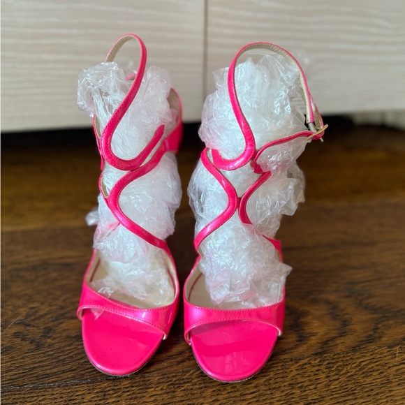 💕Jimmy Choo Leather Pink Strappy PeepToe Heels, Size 39.5 - Picture 7 of 13
